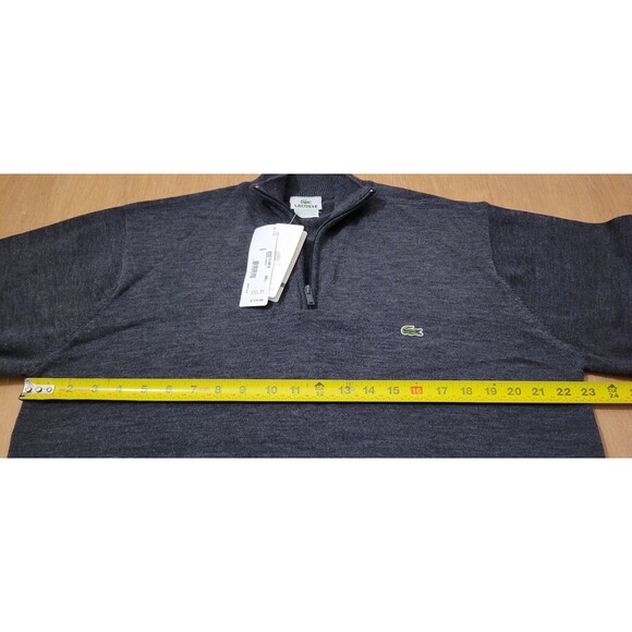 Lacoste Pure Wool Knit 1/4 Zip Pullover Sweater Gray Size Large Mens NWT - Picture 12 of 14
